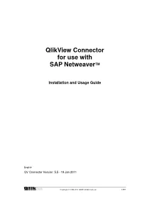 Qlikview Connector for Use with SAP Netweaver™