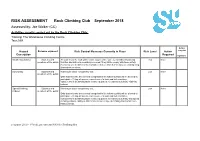 RISK ASSESSMENT Rock Climbing Club September 2018