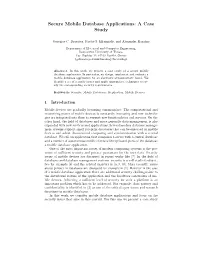 Secure Mobile Database Applications: a Case Study