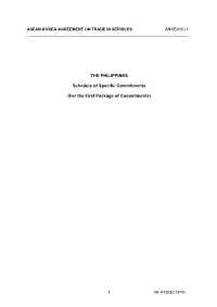 THE PHILIPPINES Schedule of Specific Commitments (For the First