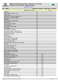3 Dec 2006 Category List by Handicap : Num Bered Riders