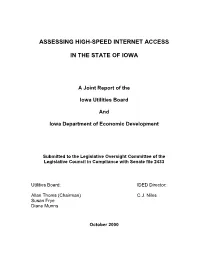 Assessing High Speed Internet Access in the State of Iowa
