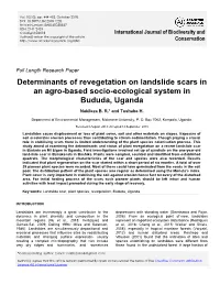 Determinants of Revegetation on Landslide Scars in an Agro-Based Socio-Ecological System in Bududa, Uganda