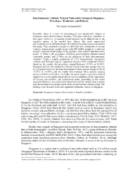 Discriminatory Attitude Toward Vulnerable Groups in Singapore: Prevalence, Predictors, and Pattern