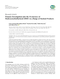 Primary Investigation Into the Occurrence of Hydroxymethylfurfural (HMF) in a Range of Smoked Products
