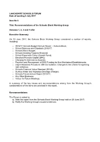 Recommendations of the Schools Block Working Group Annex