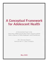 A Conceptual Framework for Adolescent Health