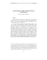 Adam Smith at the Constitutional Convention
