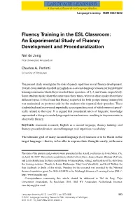 An Experimental Study of Fluency Development and Proceduralization