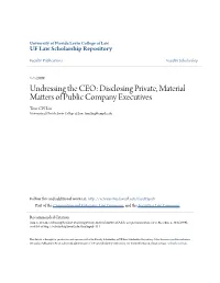 Disclosing Private, Material Matters of Public Company Executives Tom C.W