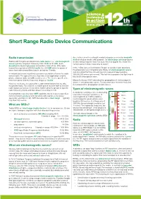 Short Range Radio Device Communications