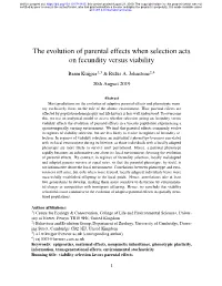 The Evolution of Parental Effects When Selection Acts on Fecundity Versus Viability