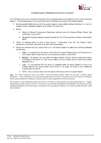 Threatened Species Survey Report For