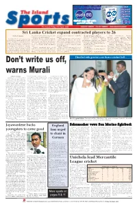 Don't Write Us Off, Warns Murali