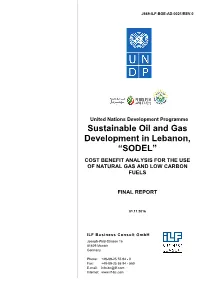 Sustainable Oil and Gas Development in Lebanon, “SODEL” COST BENEFIT ANALYSIS for the USE of NATURAL GAS and LOW CARBON FUELS