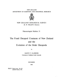 The Fossil Decapod Crustacea of New Zealand and the Evolution of the Order Decapoda