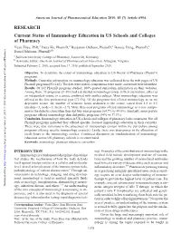 Current Status of Immunology Education in US Schools And