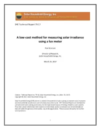A Low-Cost Method for Measuring Solar Irradiance Using a Lux Meter