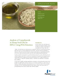 Analysis of Cannabinoids in Hemp Seed Oils by HPLC