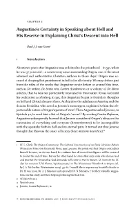 Augustine's Certainty in Speaking About Hell and His Reserve In