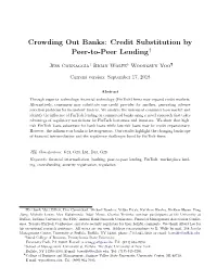 Credit Substitution by Peer-To-Peer Lending†