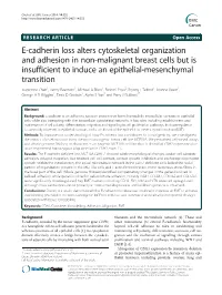 E-Cadherin Loss Alters Cytoskeletal Organization and Adhesion in Non-Malignant Breast Cells but Is Insufficient to Induce An