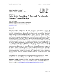 Naturalistic Cognition: a Research Paradigm for Human-Centered Design