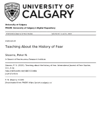 Teaching About the History of Fear