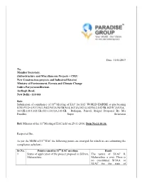 31.01.2017 To, Member Secretary, (Infrastructure and Miscellaneous Projects + CRZ/ New Construction Projects and Indus