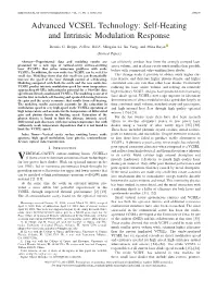 Advanced VCSEL Technology: Self-Heating and Intrinsic Modulation Response