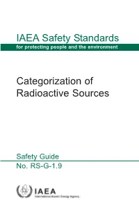 IAEA Safety Standards Categorization of Radioactive Sources