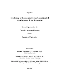 Modeling of Economic Series Coordinated with Interest Rate Scenarios