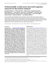 Proteomicsdb: a Multi-Omics and Multi-Organism Resource for Life Science