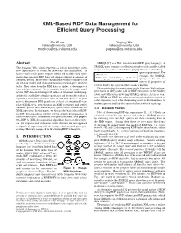 XML-Based RDF Data Management for Efficient Query Processing