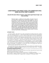 Aas 17-291 Constrained Low-Thrust Satellite Formation-Flying Using Relative Orbit Elements