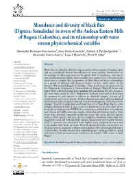 (Diptera: Simuliidae) in Rivers of the Andean Eastern Hills of Bogotá (Colombia), and Its Relationship with Water Stream Physicochemical Variables