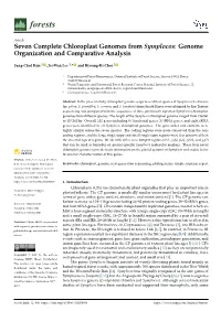 Seven Complete Chloroplast Genomes from Symplocos: Genome Organization and Comparative Analysis
