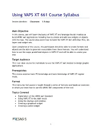 Using VAPS XT 661 Course Syllabus