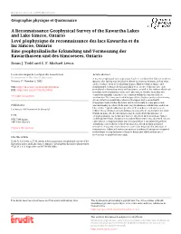 A Reconnaissance Geophysical Survey of the Kawartha Lakes And