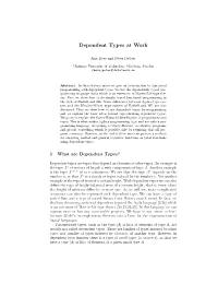 Agda (“Dependent Types at Work”)
