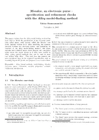 Mondex, an Electronic Purse : Specification and Refinement Checks