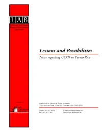 Notes Regarding CSRD in Puerto Rico