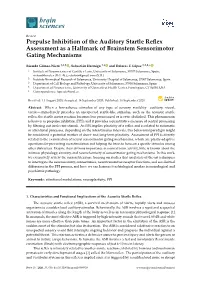 Prepulse Inhibition of the Auditory Startle Reflex Assessment As A
