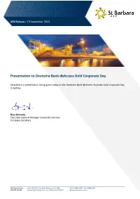 Presentation to Deutsche Bank Dbaccess Gold Corporate Day