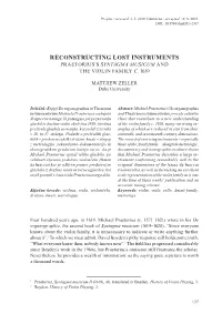 Reconstructing Lost Instruments Praetorius’S Syntagma Musicum and the Violin Family C