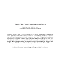 Responses to the Treatise and Abstract in the Bibliothèque Raisonné