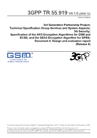 3GPP TR 55.919 V6.1.0 (2002-12) Technical Report