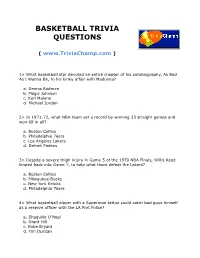 Basketball Trivia Questions