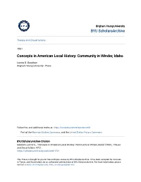Concepts in American Local History: Community in Winder, Idaho