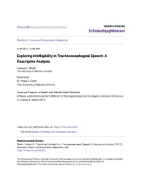 Exploring Intelligibility in Tracheoesophageal Speech: a Descriptive Analysis